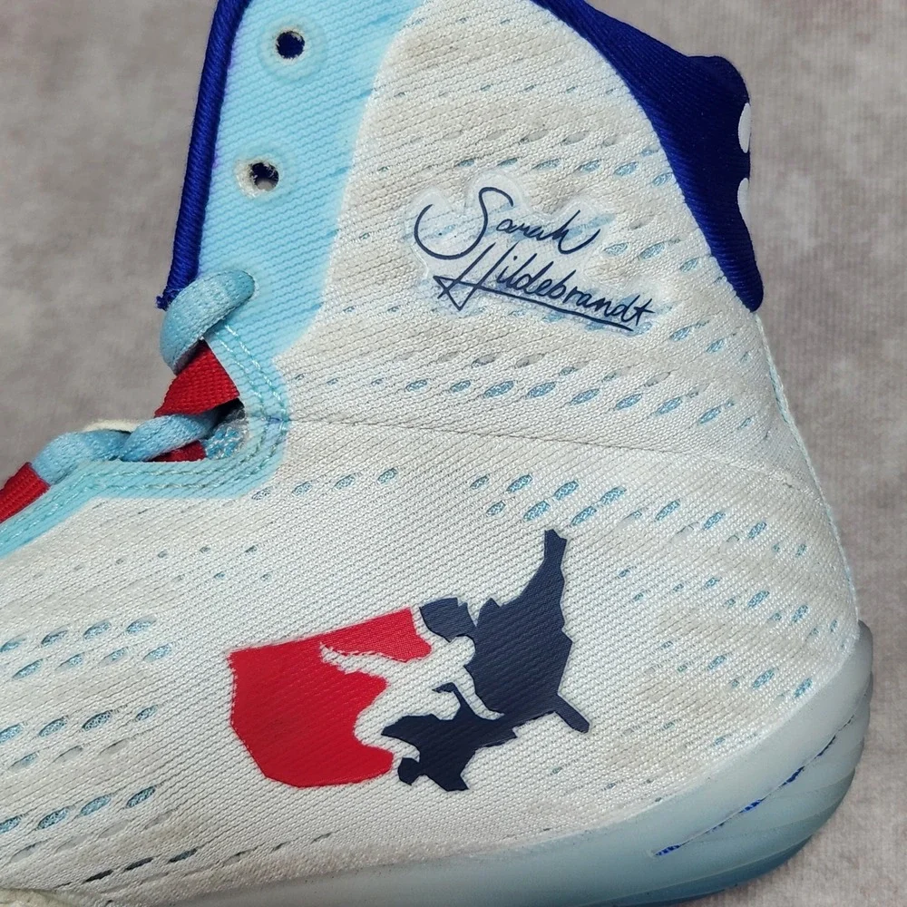 Rudis Sarah Hildebrandt USA Wrestling Shoes White Blue Red Kids 5Y Womens 6.5